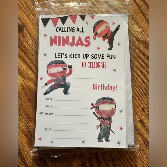 Ninja Birthday Party Invitations - Picture 1 of 2